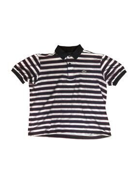 Lacoste Sport Mens Purple & Black Striped Cotton Pique Polo Shirt Size 5 USA M